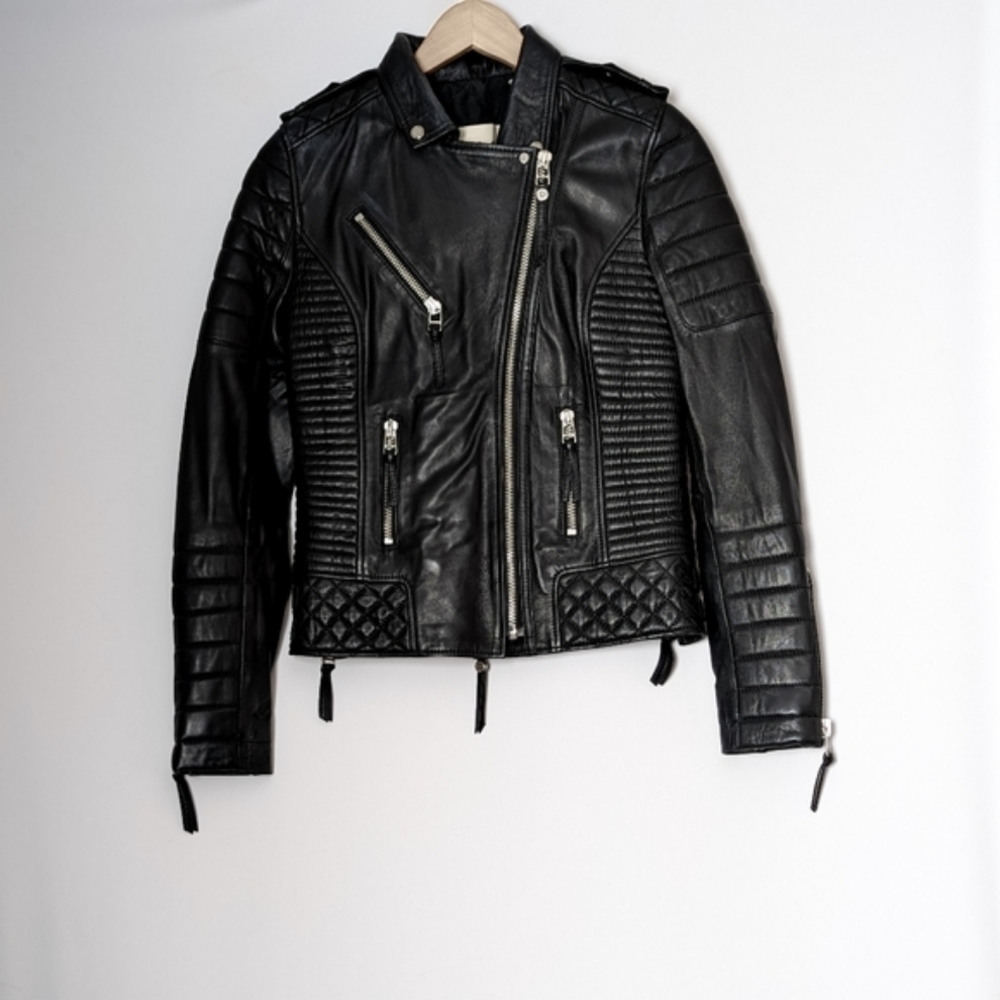 BODA SKINS Leather Jacket Napa Sheep Skin  Kay Michaels 2.0 Black Biker Quilted - Picture 10 of 16